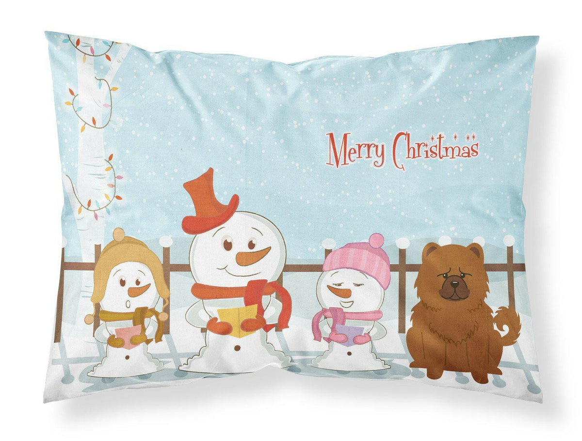 Merry Christmas Carolers Chow Chow Red Fabric Standard Pillowcase BB2473PILLOWCASE by Caroline&#39;s Treasures