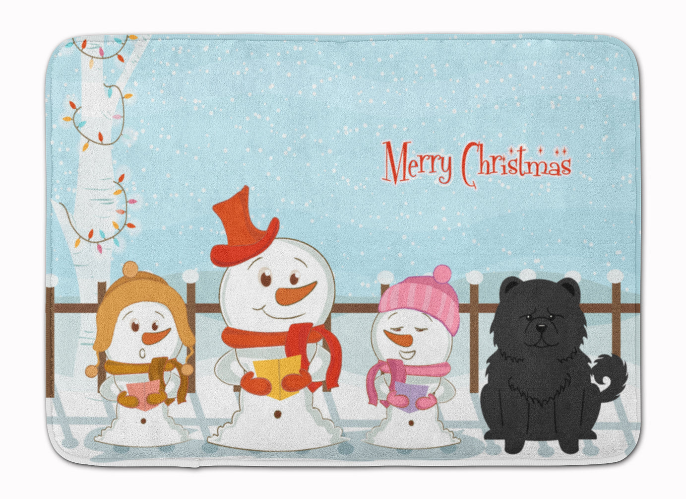 Merry Christmas Carolers Chow Chow Black Machine Washable Memory Foam Mat BB2474RUG - the-store.com