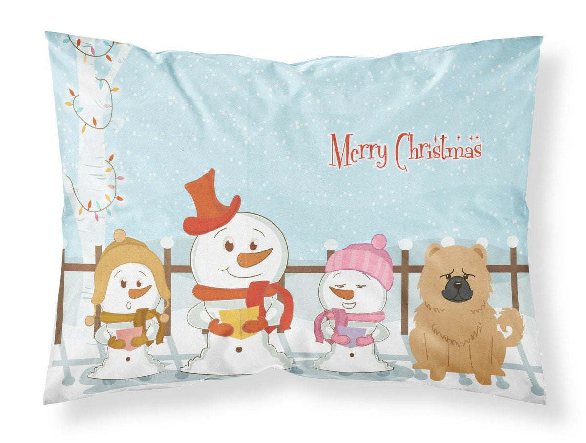Merry Christmas Carolers Chow Chow Cream Fabric Standard Pillowcase BB2475PILLOWCASE by Caroline&#39;s Treasures