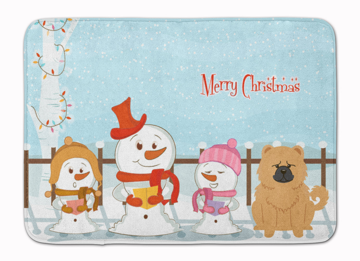 Merry Christmas Carolers Chow Chow Cream Machine Washable Memory Foam Mat BB2475RUG - the-store.com