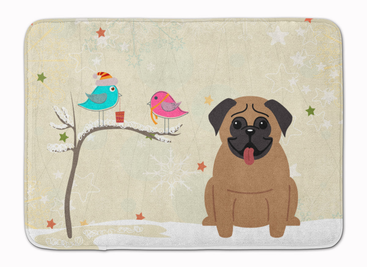 Christmas Presents between Friends Pug Brown Machine Washable Memory Foam Mat BB2477RUG - the-store.com