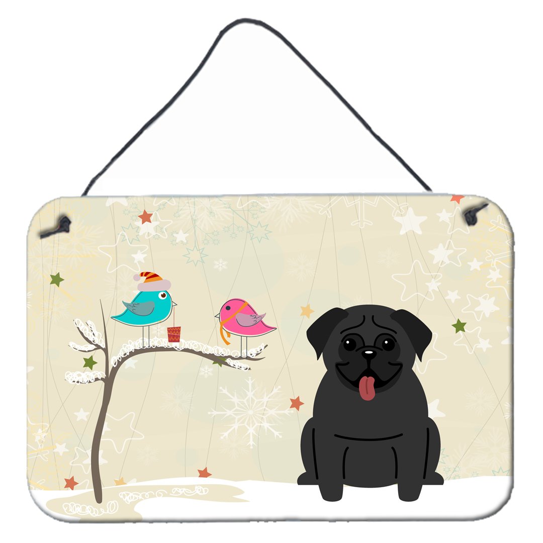 Christmas Presents between Friends Pug Black Wall or Door Hanging Prints BB2478DS812 by Caroline's Treasures