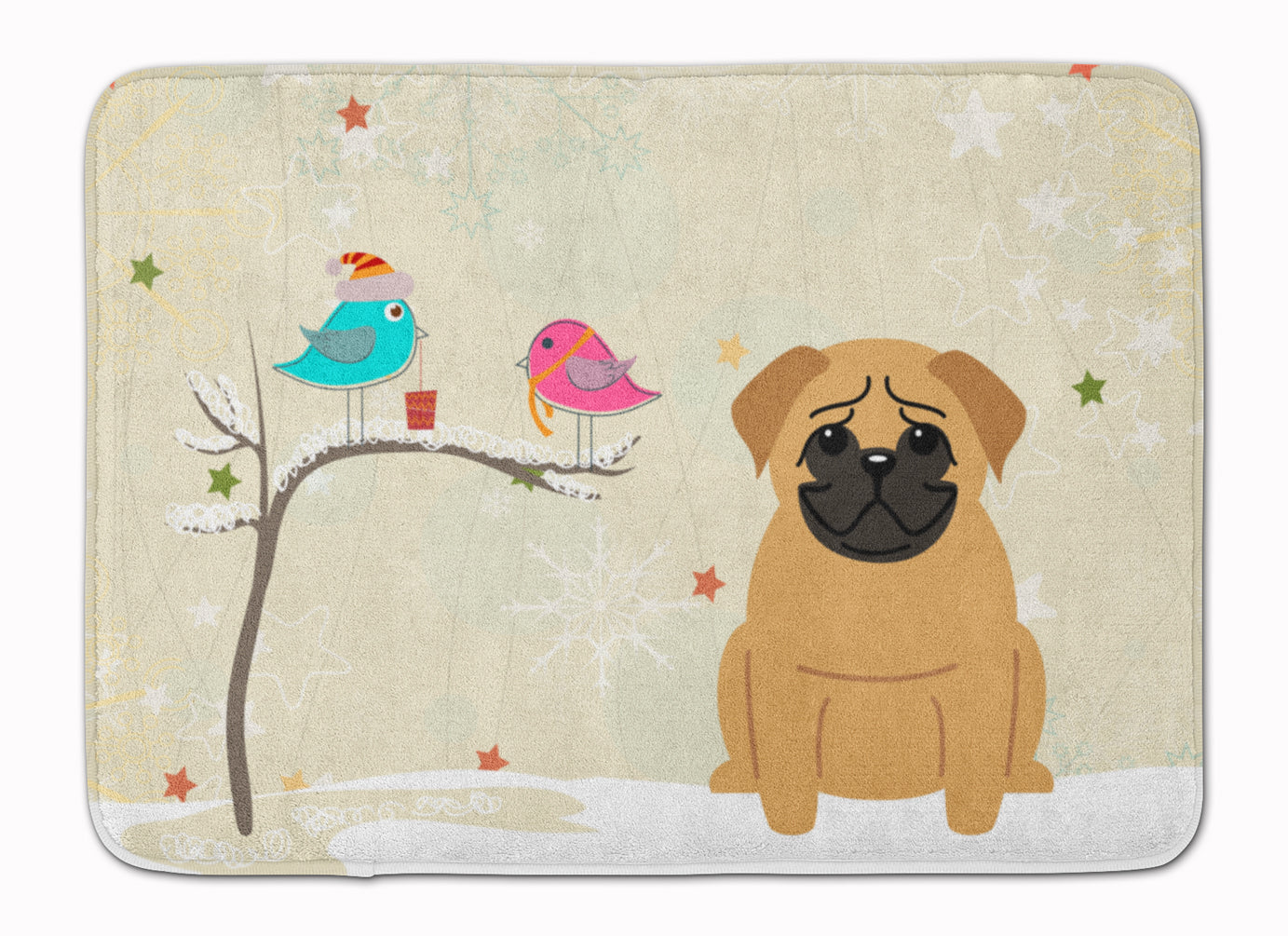 Christmas Presents between Friends Pug Brown Machine Washable Memory Foam Mat BB2479RUG - the-store.com