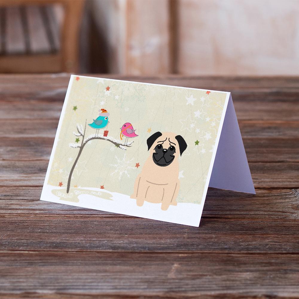 Buy this Christmas Presents between Friends Pug - Fawn Greeting Cards and Envelopes Pack of 8