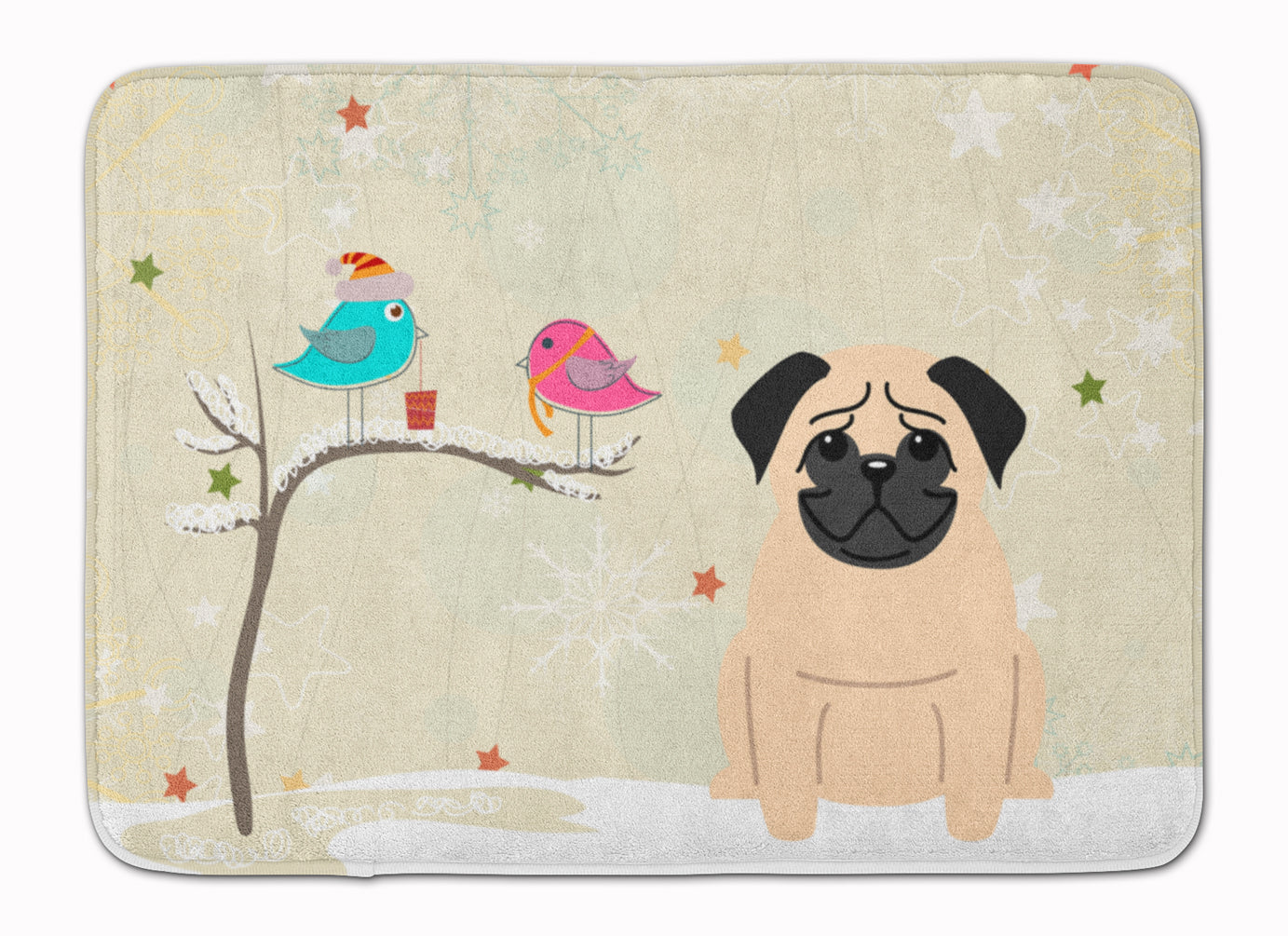 Christmas Presents between Friends Pug Fawn Machine Washable Memory Foam Mat BB2480RUG - the-store.com