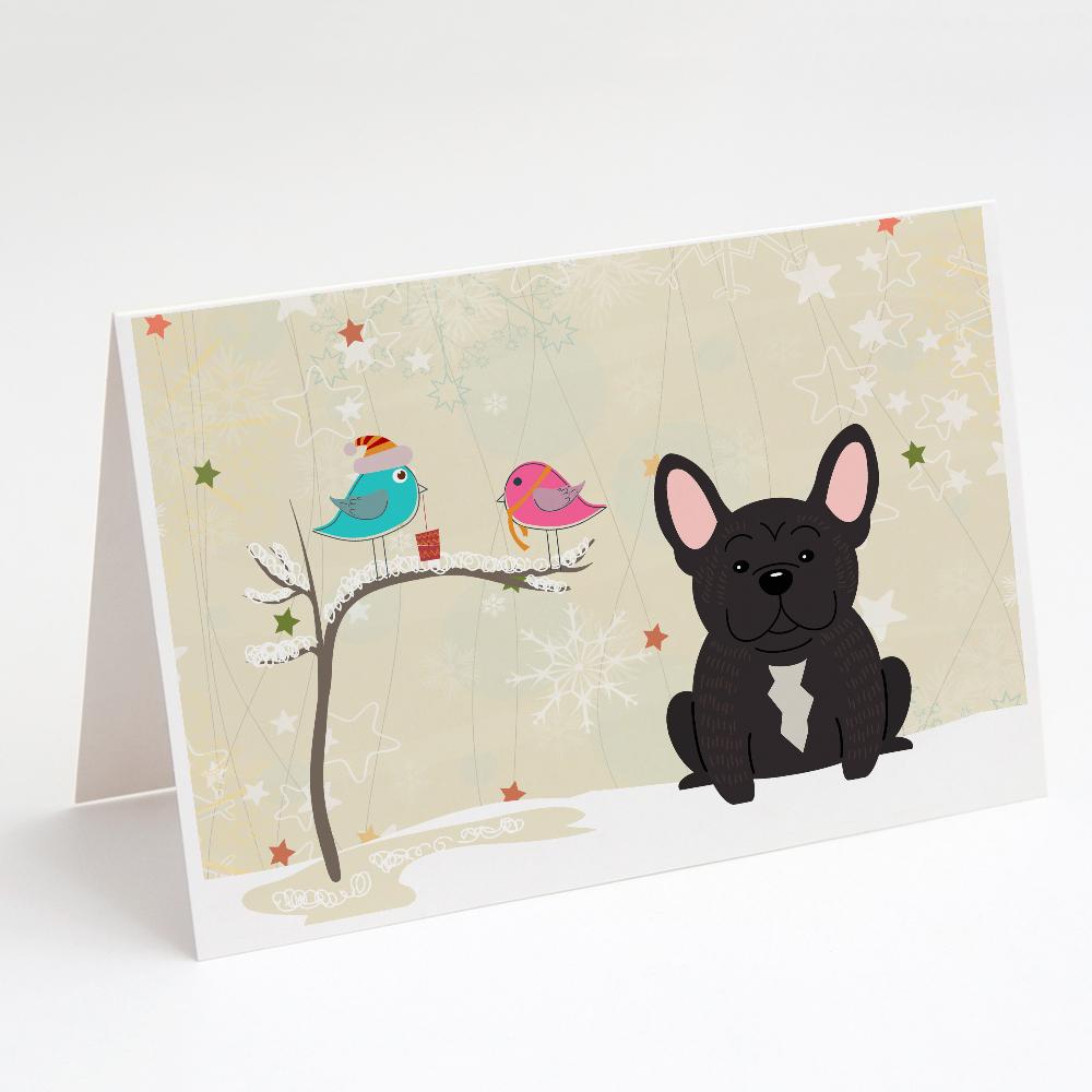 Buy this Christmas Presents between Friends French Bulldog - Brindle Greeting Cards and Envelopes Pack of 8