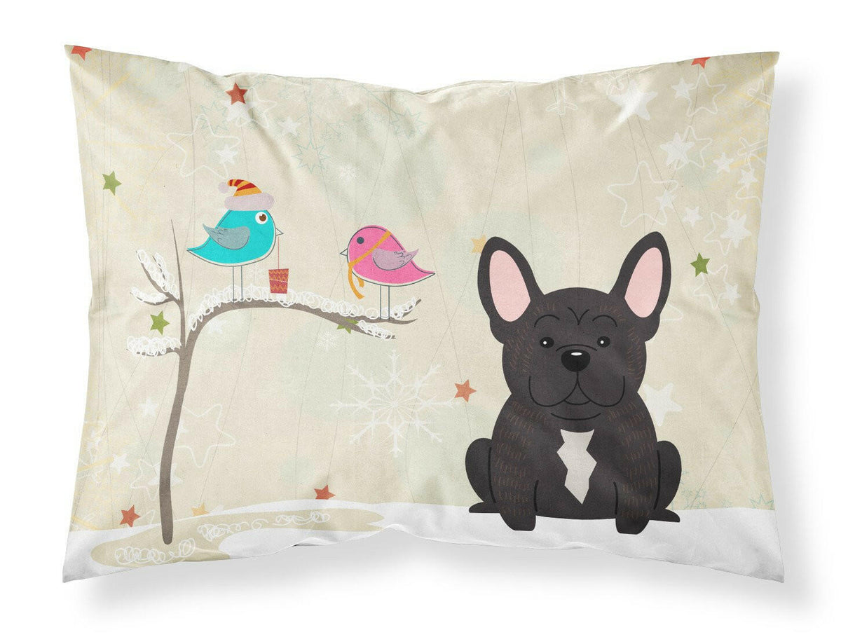 Christmas Presents between Friends French Bulldog Brindle Fabric Standard Pillowcase BB2481PILLOWCASE by Caroline&#39;s Treasures