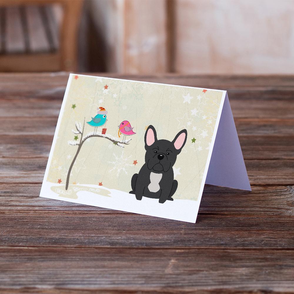 Christmas Presents between Friends French Bulldog - Black Greeting Cards and Envelopes Pack of 8 - the-store.com