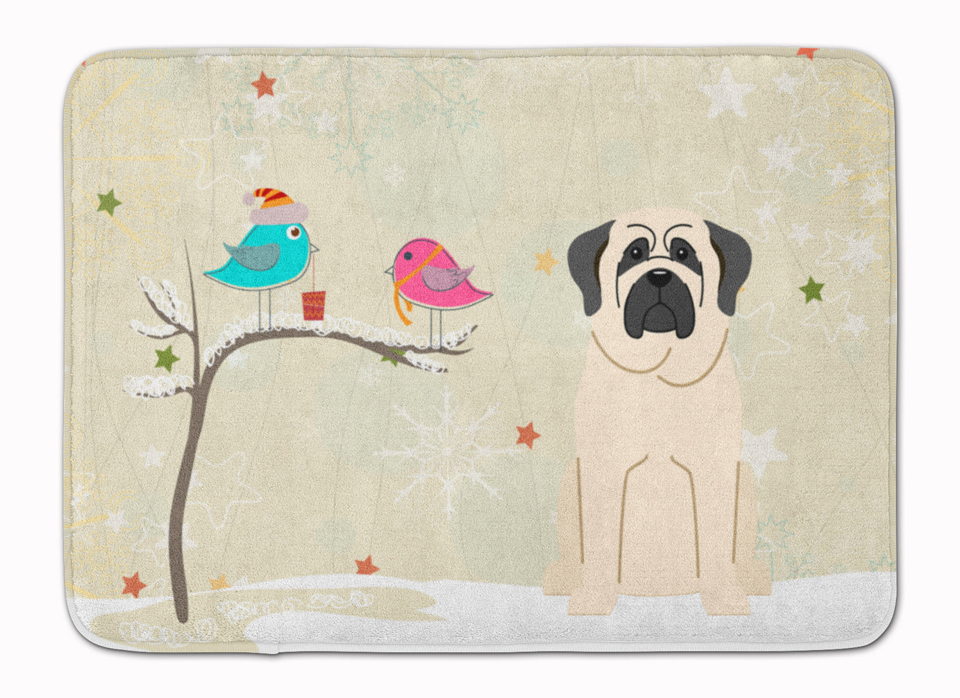 Christmas Presents between Friends Mastiff White Machine Washable Memory Foam Mat BB2489RUG - the-store.com