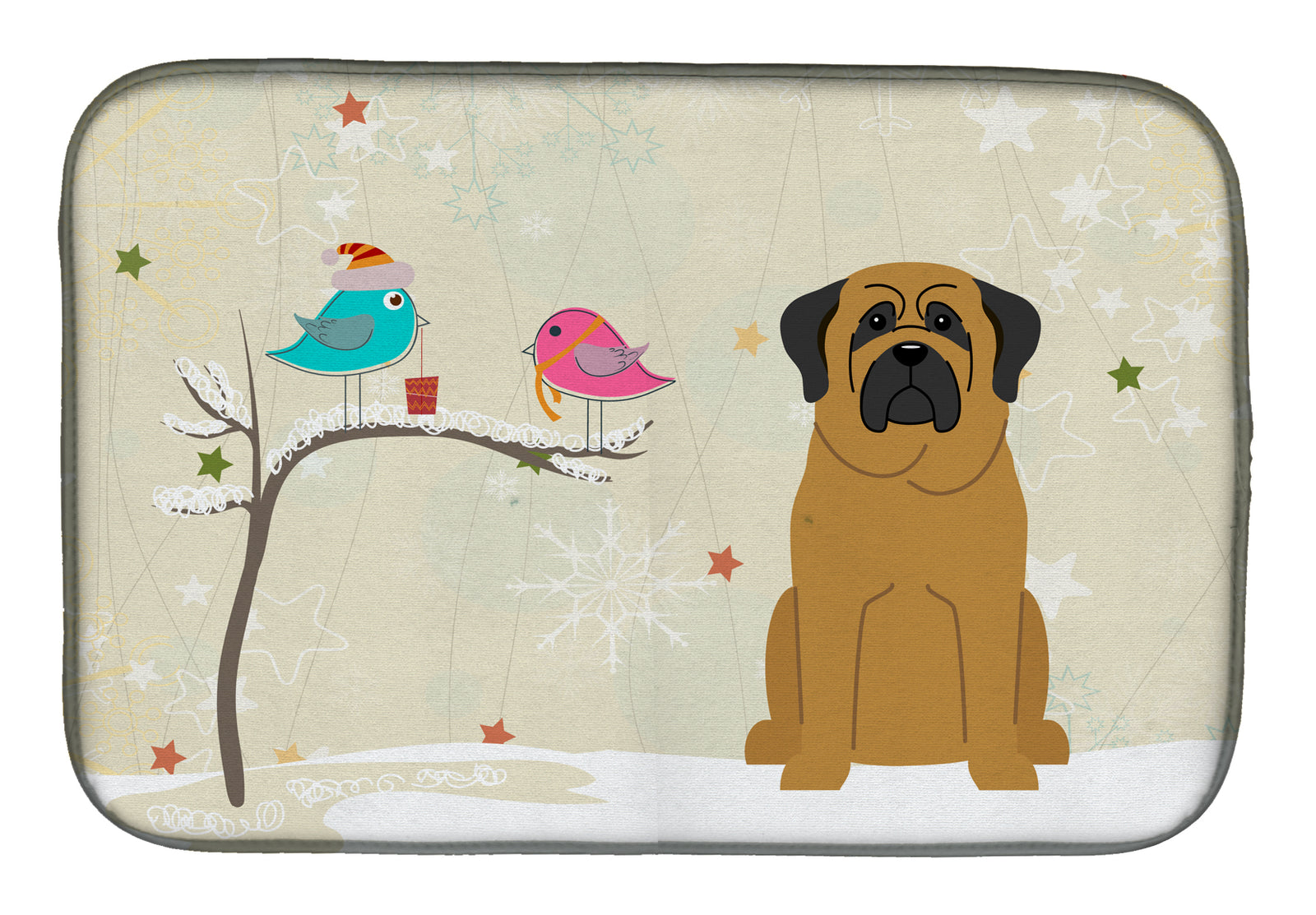 Christmas Presents between Friends Mastiff Dish Drying Mat BB2490DDM  the-store.com.