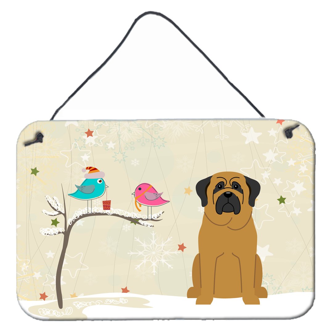 Christmas Presents between Friends Mastiff Wall or Door Hanging Prints BB2490DS812 by Caroline&#39;s Treasures