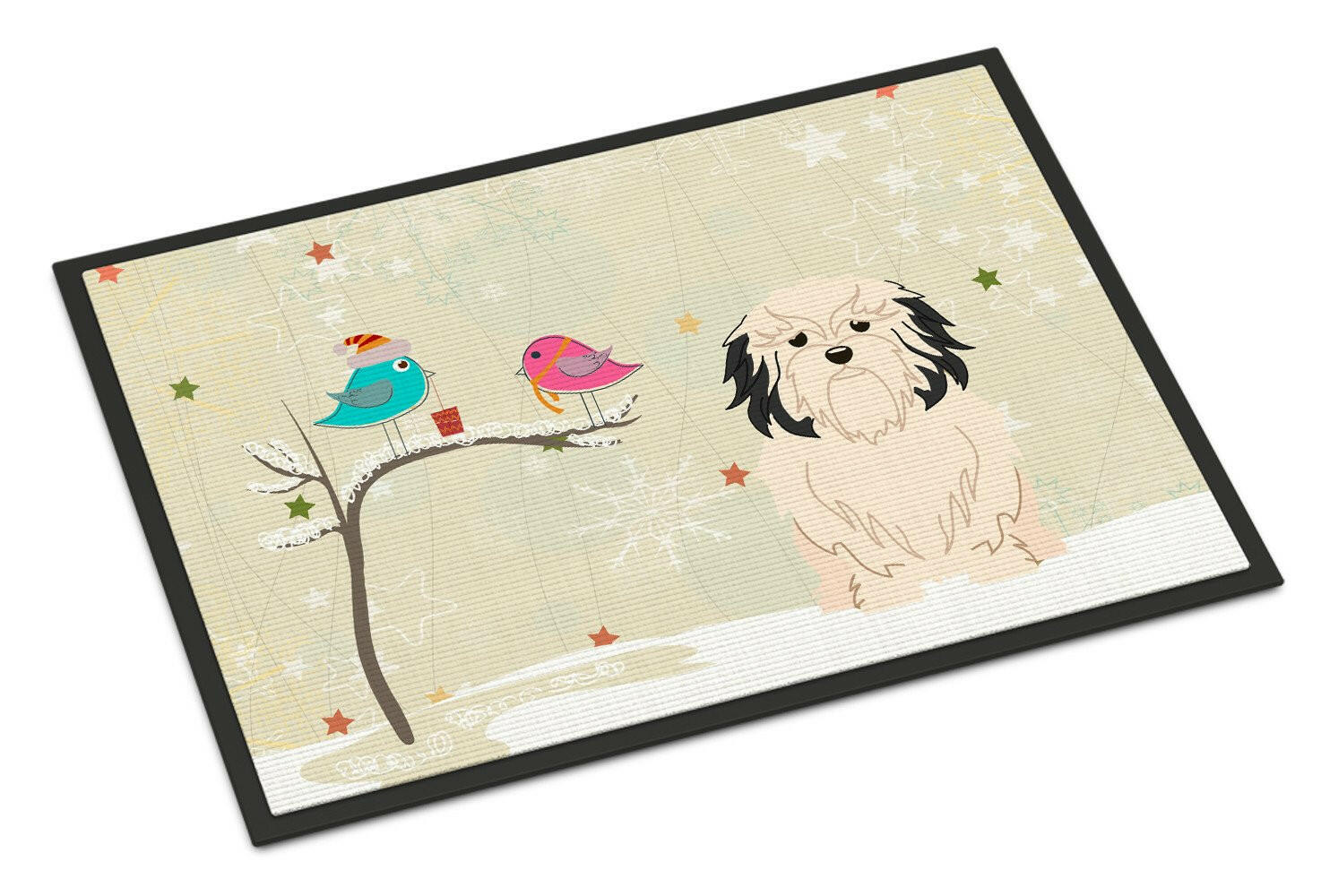 Christmas Presents between Friends Lowchen Indoor or Outdoor Mat 18x27 BB2491MAT - the-store.com