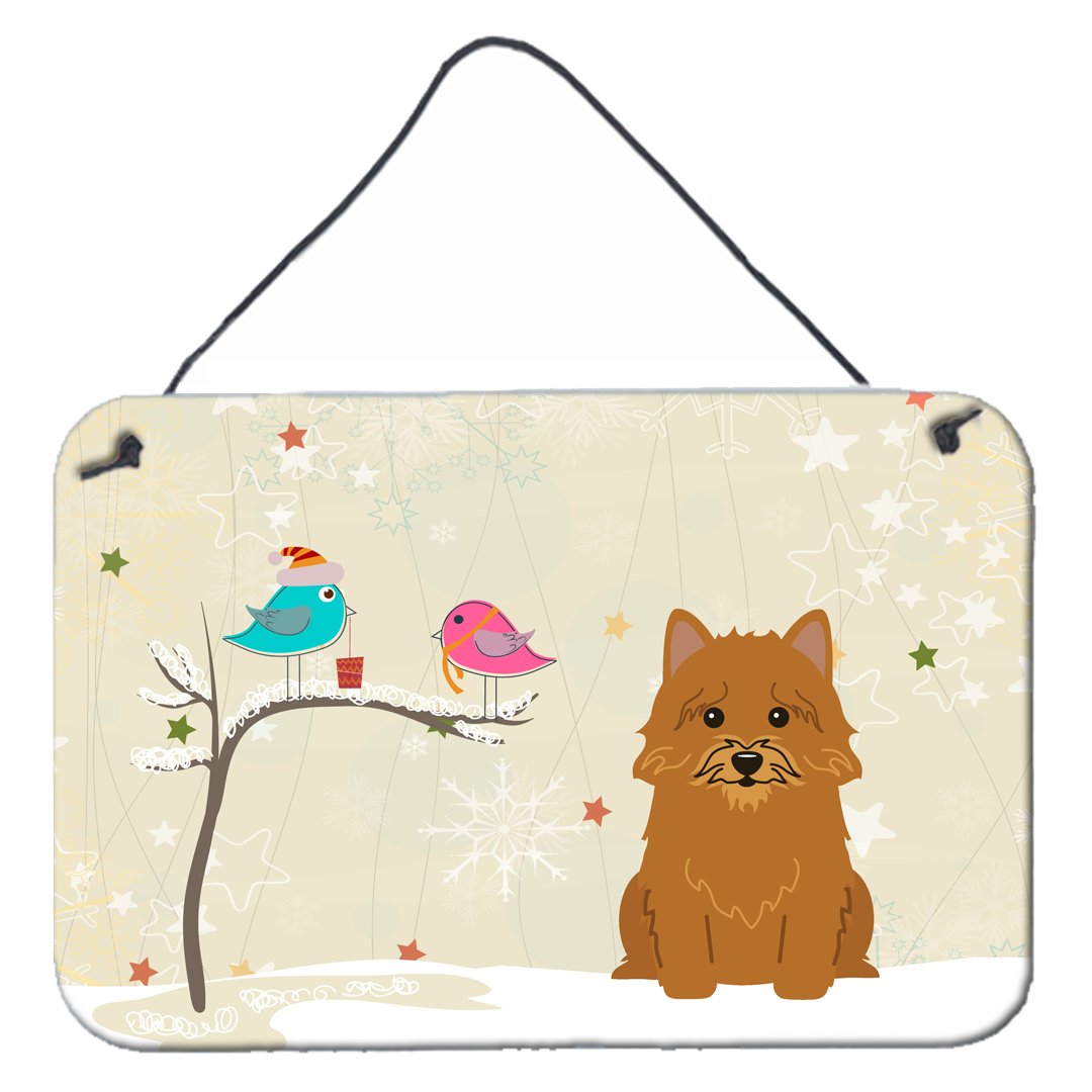 Christmas Presents between Friends Norwich Terrier Wall or Door Hanging Prints BB2492DS812 by Caroline's Treasures