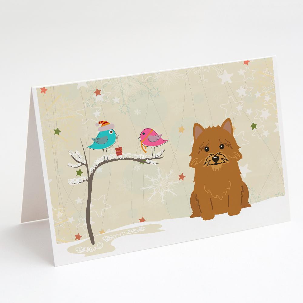 Buy this Christmas Presents between Friends Norwich Terrier Greeting Cards and Envelopes Pack of 8