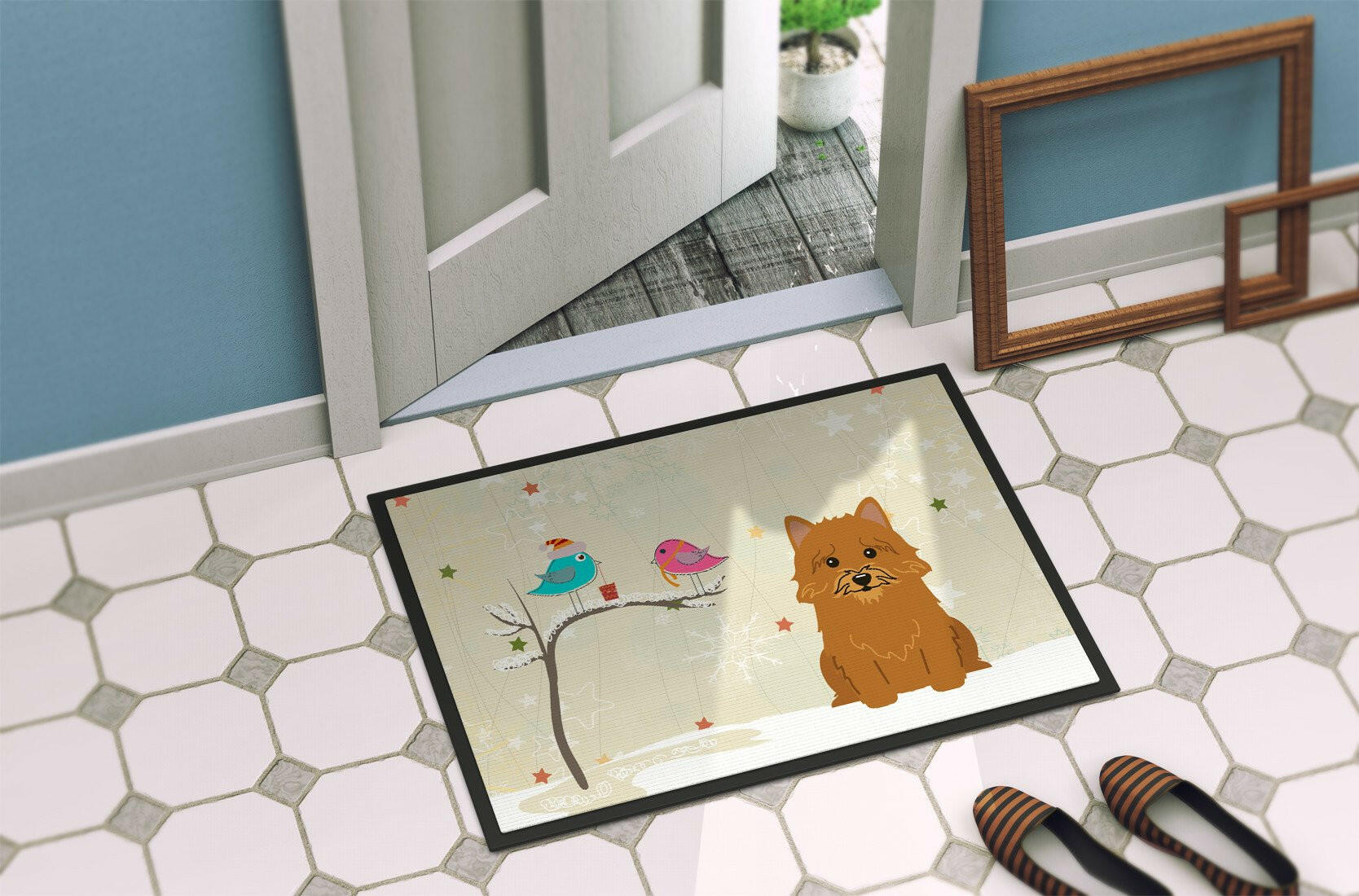 Christmas Presents between Friends Norwich Terrier Indoor or Outdoor Mat 24x36 BB2492JMAT - the-store.com