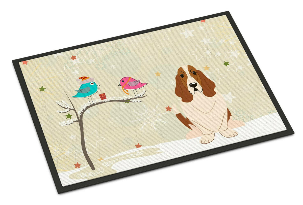 Christmas Presents between Friends Basset Hound Indoor or Outdoor Mat 24x36 BB2493JMAT - the-store.com