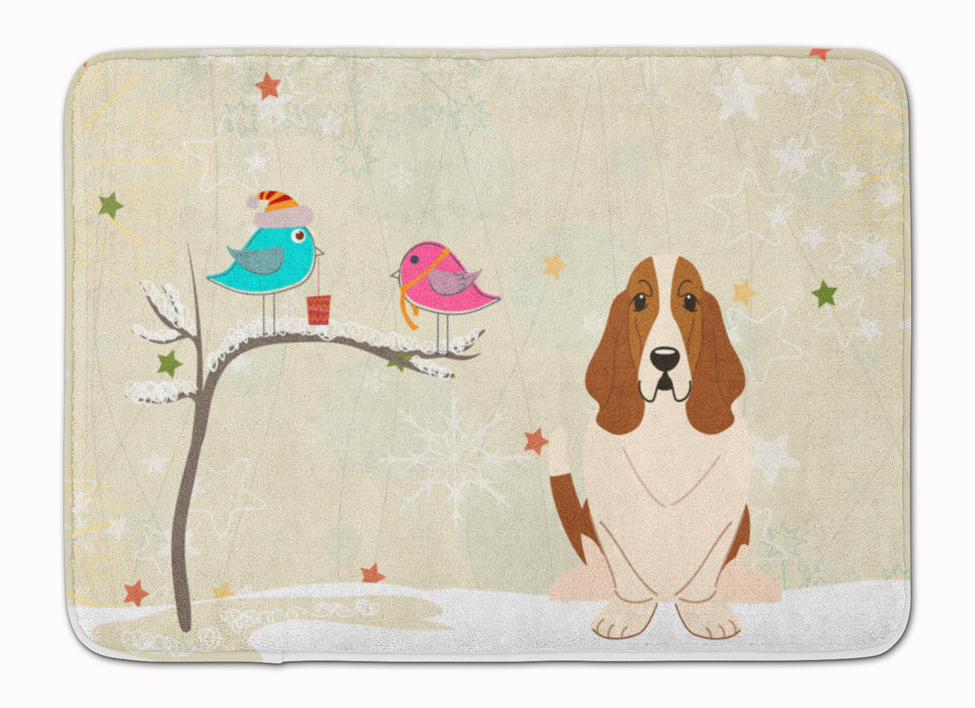 Christmas Presents between Friends Basset Hound Machine Washable Memory Foam Mat BB2493RUG - the-store.com