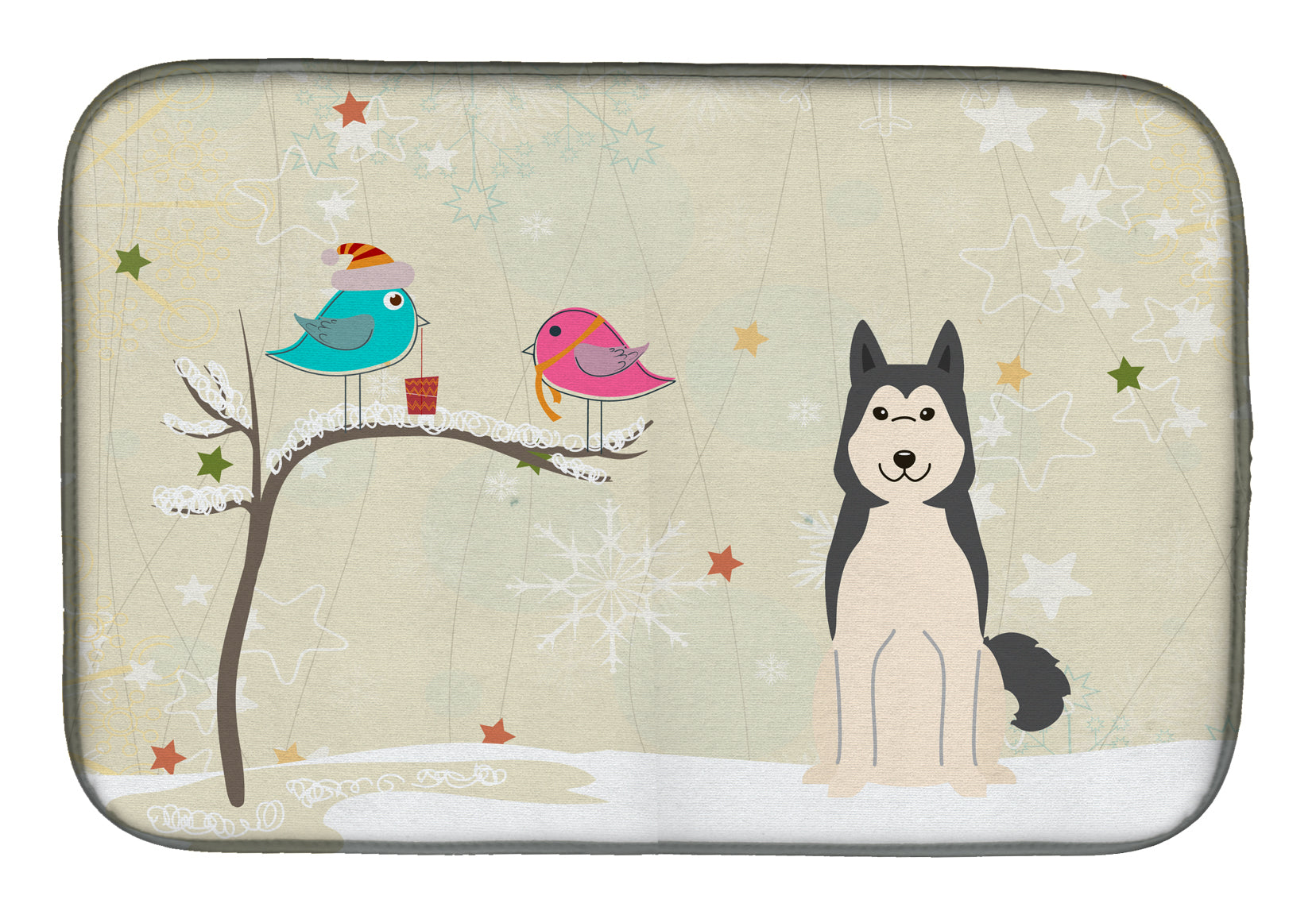 Christmas Presents between Friends West Siberian Laika Spitz Dish Drying Mat BB2497DDM  the-store.com.