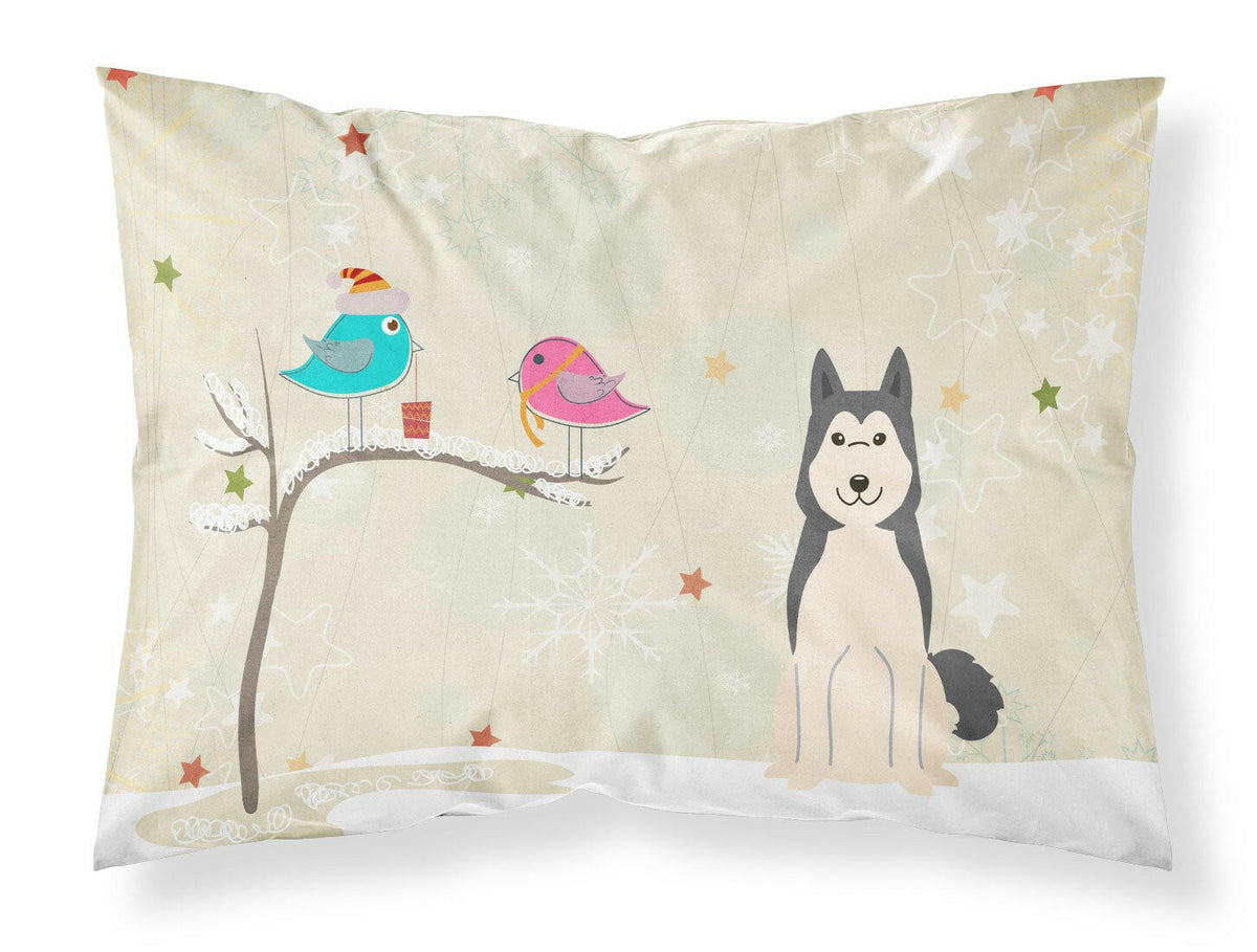 Christmas Presents between Friends West Siberian Laika Spitz Fabric Standard Pillowcase BB2497PILLOWCASE by Caroline&#39;s Treasures