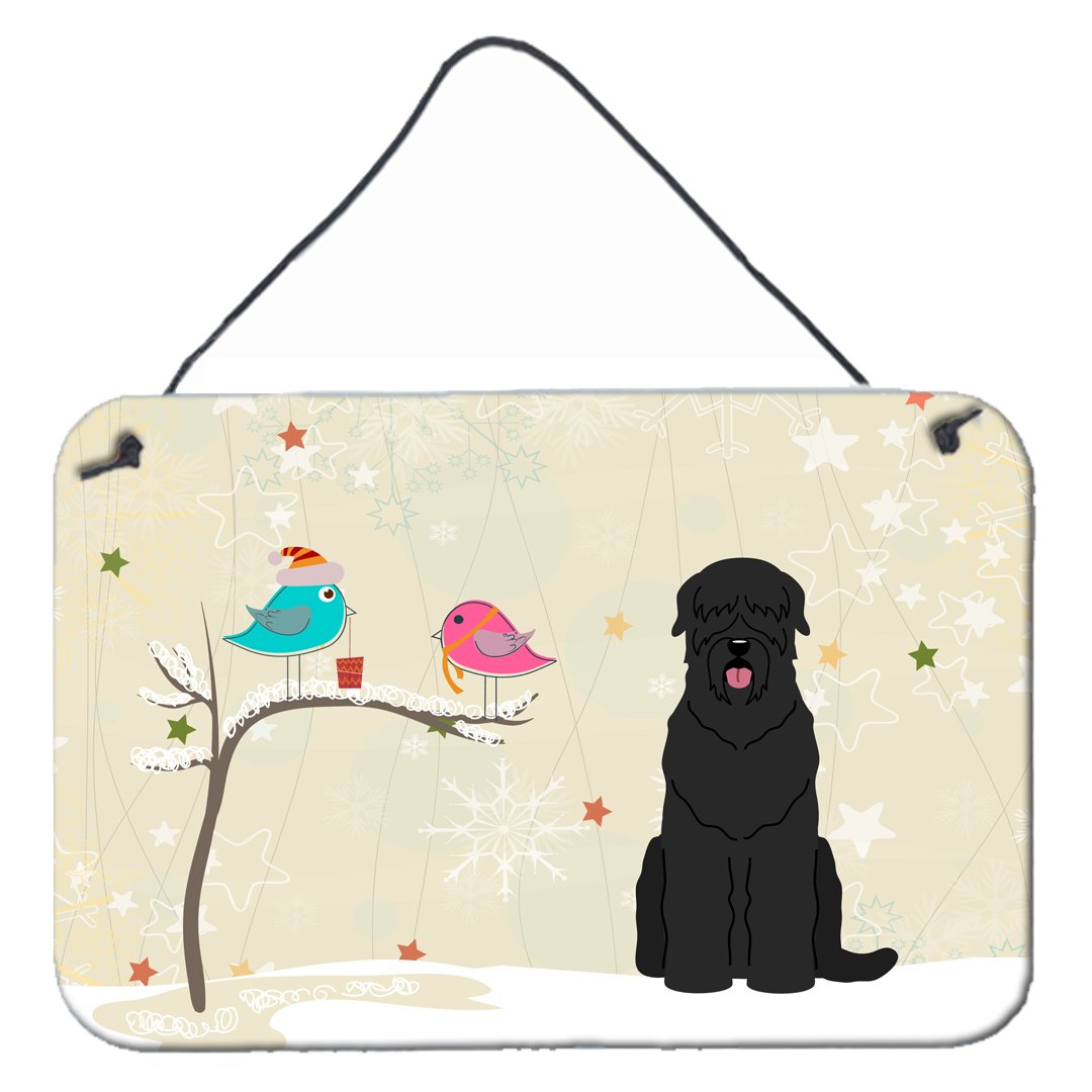 Christmas Presents between Friends Black Russian Terrier Wall or Door Hanging Prints BB2498DS812 by Caroline's Treasures