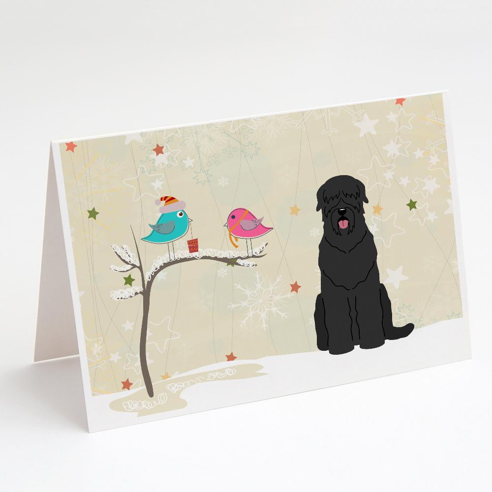 Buy this Christmas Presents between Friends Black Russian Terrier Greeting Cards and Envelopes Pack of 8