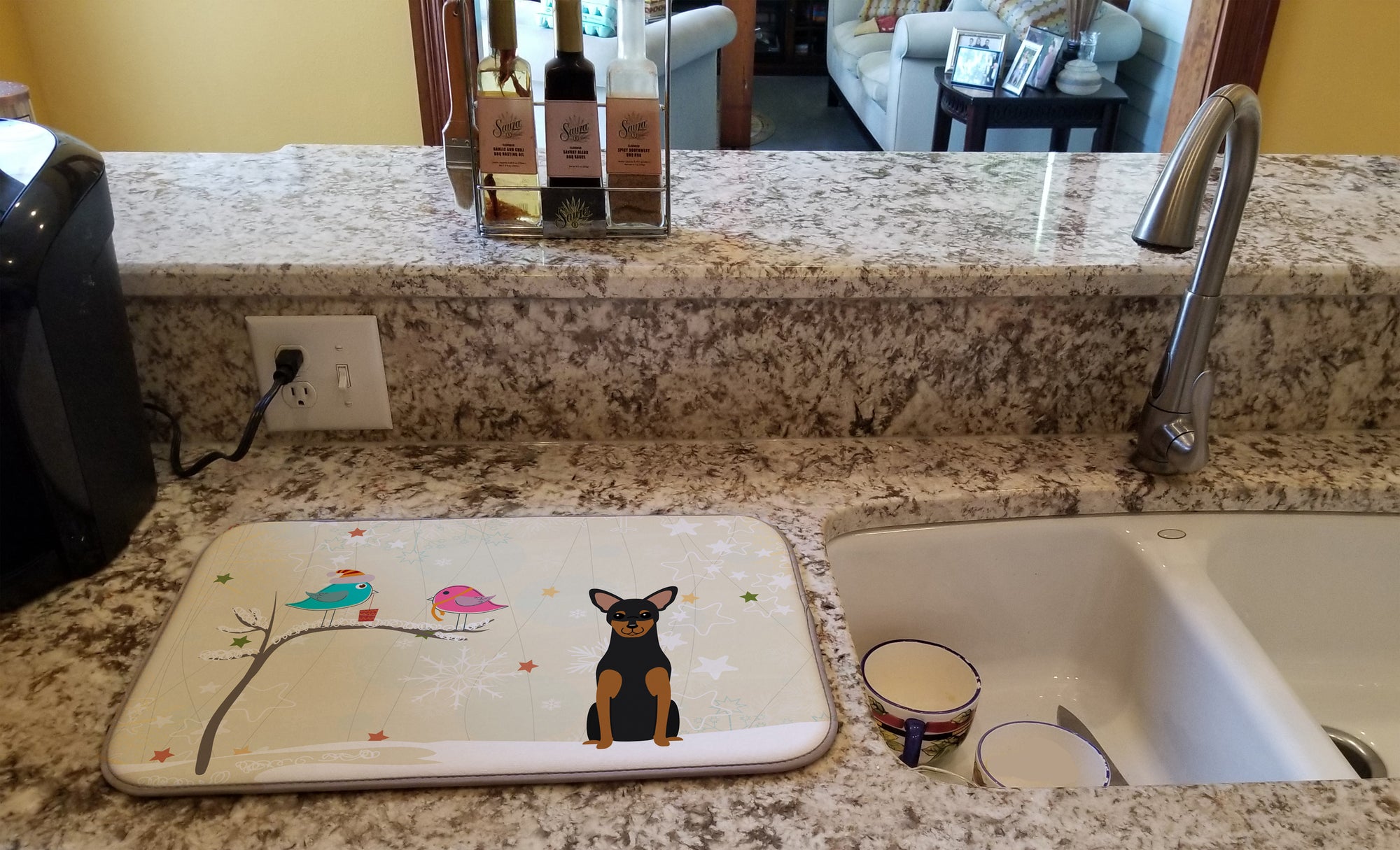 Christmas Presents between Friends Manchester Terrier Dish Drying Mat BB2500DDM  the-store.com.