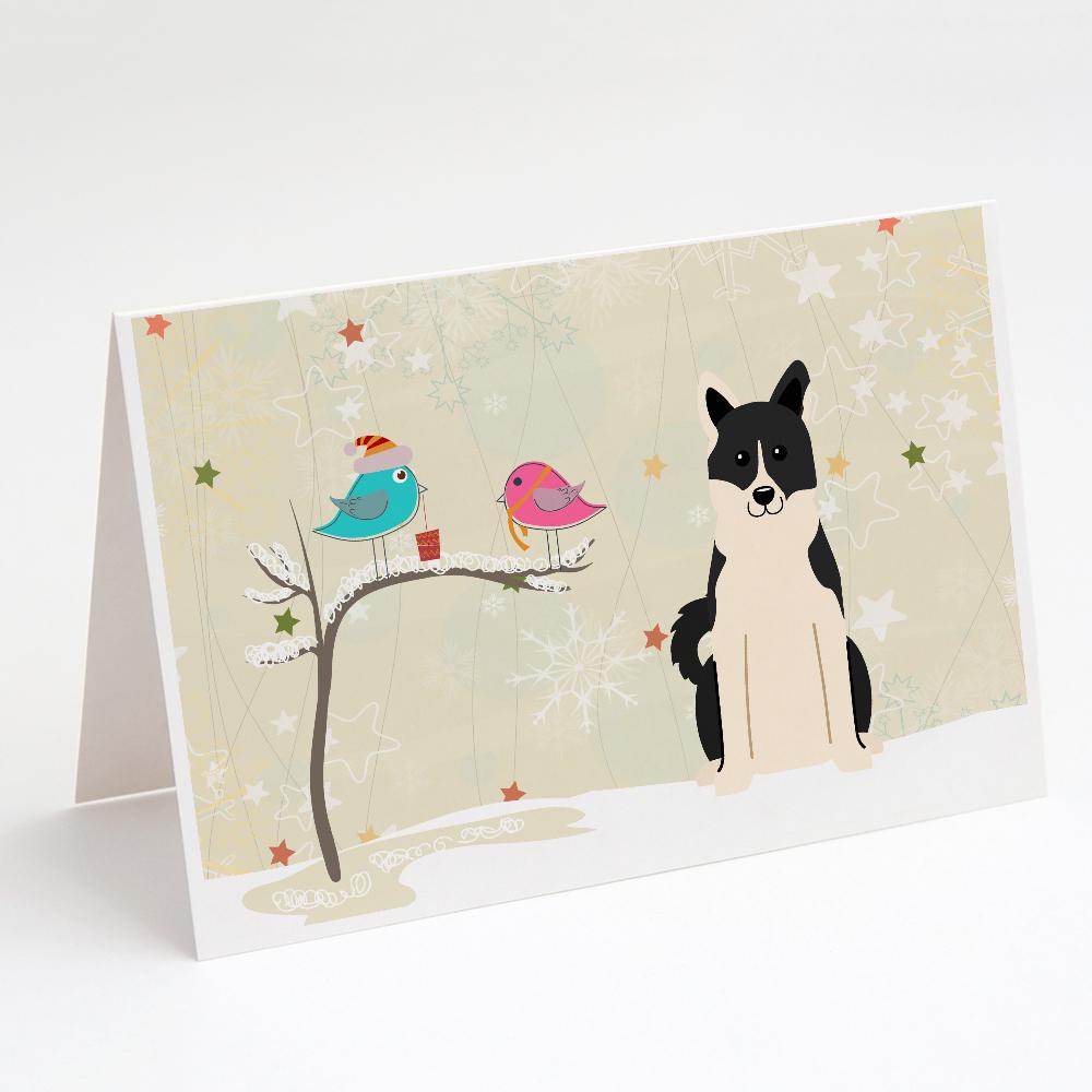 Buy this Christmas Presents between Friends Russo-European Laika Spitz Greeting Cards and Envelopes Pack of 8