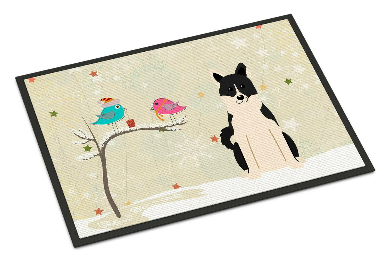 Christmas Presents between Friends Russo-European Laika Spitz Indoor or Outdoor Mat 18x27 BB2501MAT - the-store.com