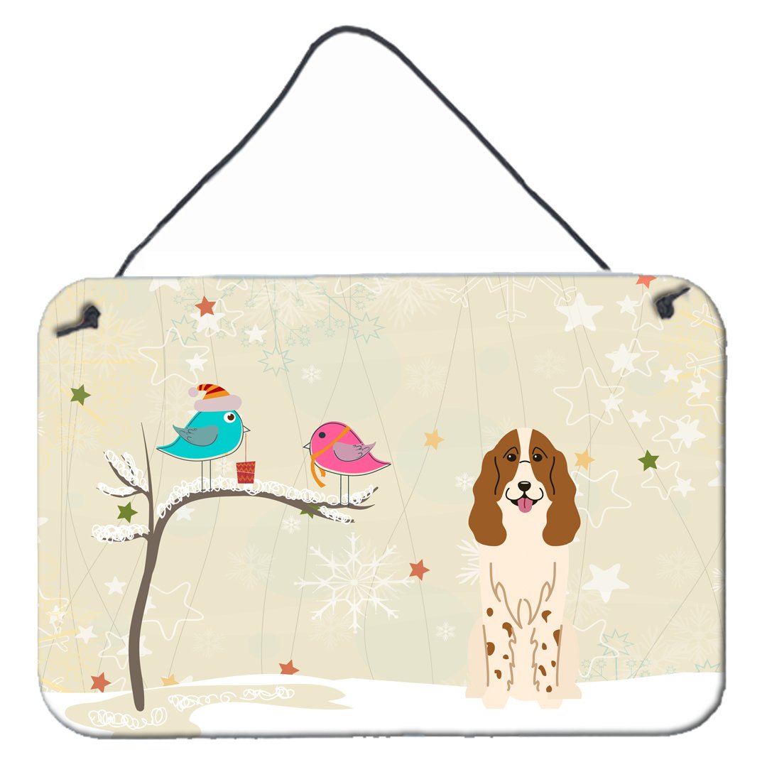 Christmas Presents between Friends Russian Spaniel Wall or Door Hanging Prints BB2503DS812 by Caroline's Treasures