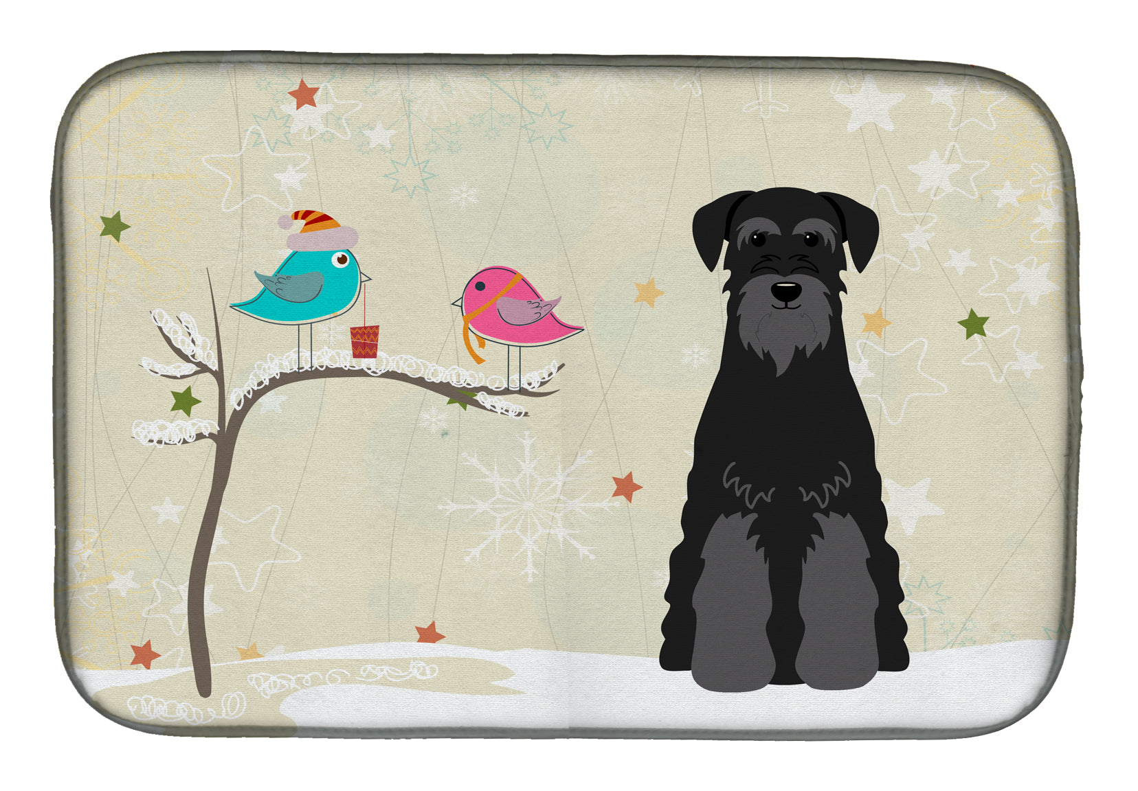 Christmas Presents between Friends Standard Schnauzer Black Dish Drying Mat BB2504DDM  the-store.com.