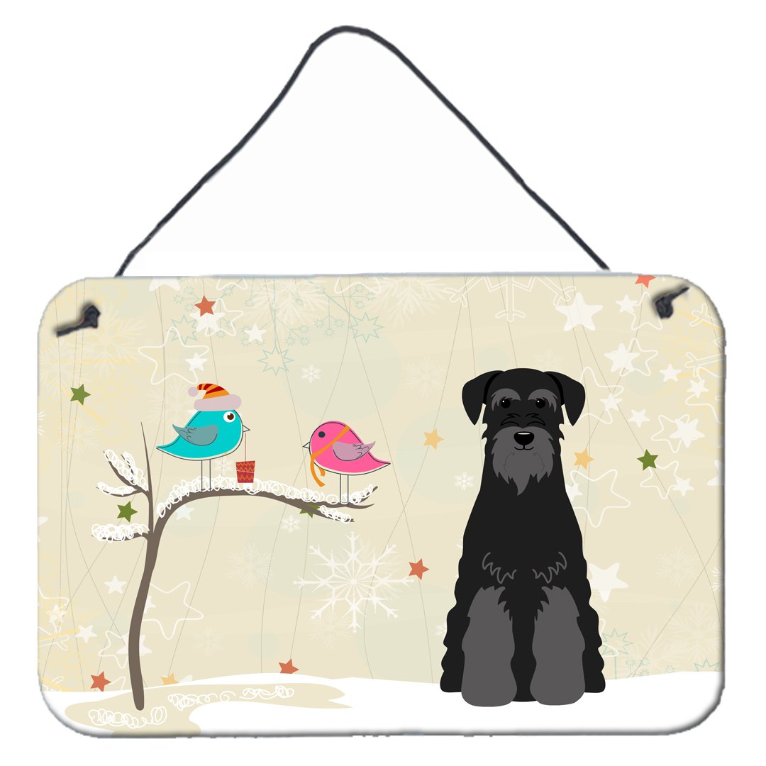 Christmas Presents between Friends Standard Schnauzer Black Wall or Door Hanging Prints BB2504DS812 by Caroline&#39;s Treasures