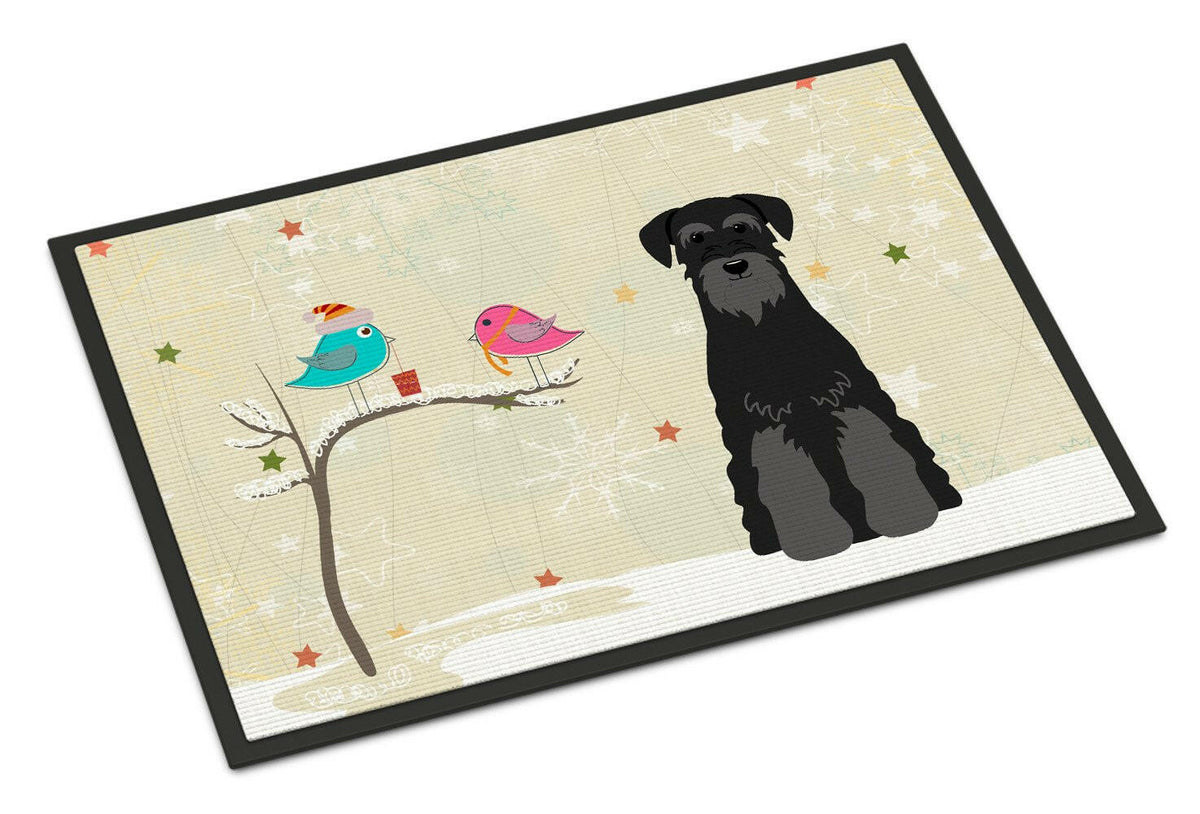 Christmas Presents between Friends Standard Schnauzer Black Indoor or Outdoor Mat 18x27 BB2504MAT - the-store.com