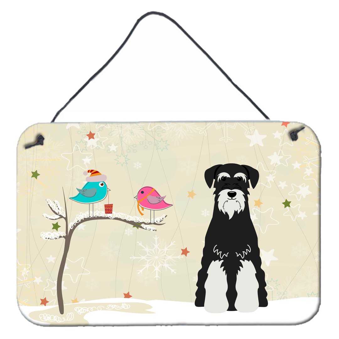 Christmas Presents between Friends Standard Schnauzer Salt and Pepper Wall or Door Hanging Prints BB2505DS812 by Caroline's Treasures