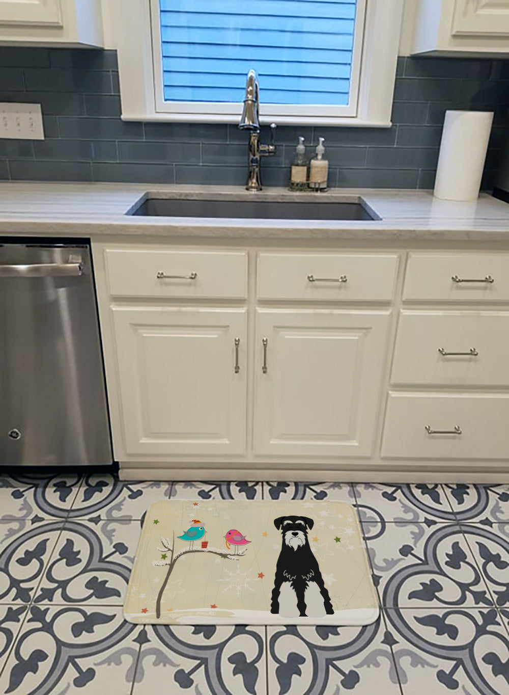 Christmas Presents between Friends Standard Schnauzer Salt and Pepper Machine Washable Memory Foam Mat BB2505RUG - the-store.com