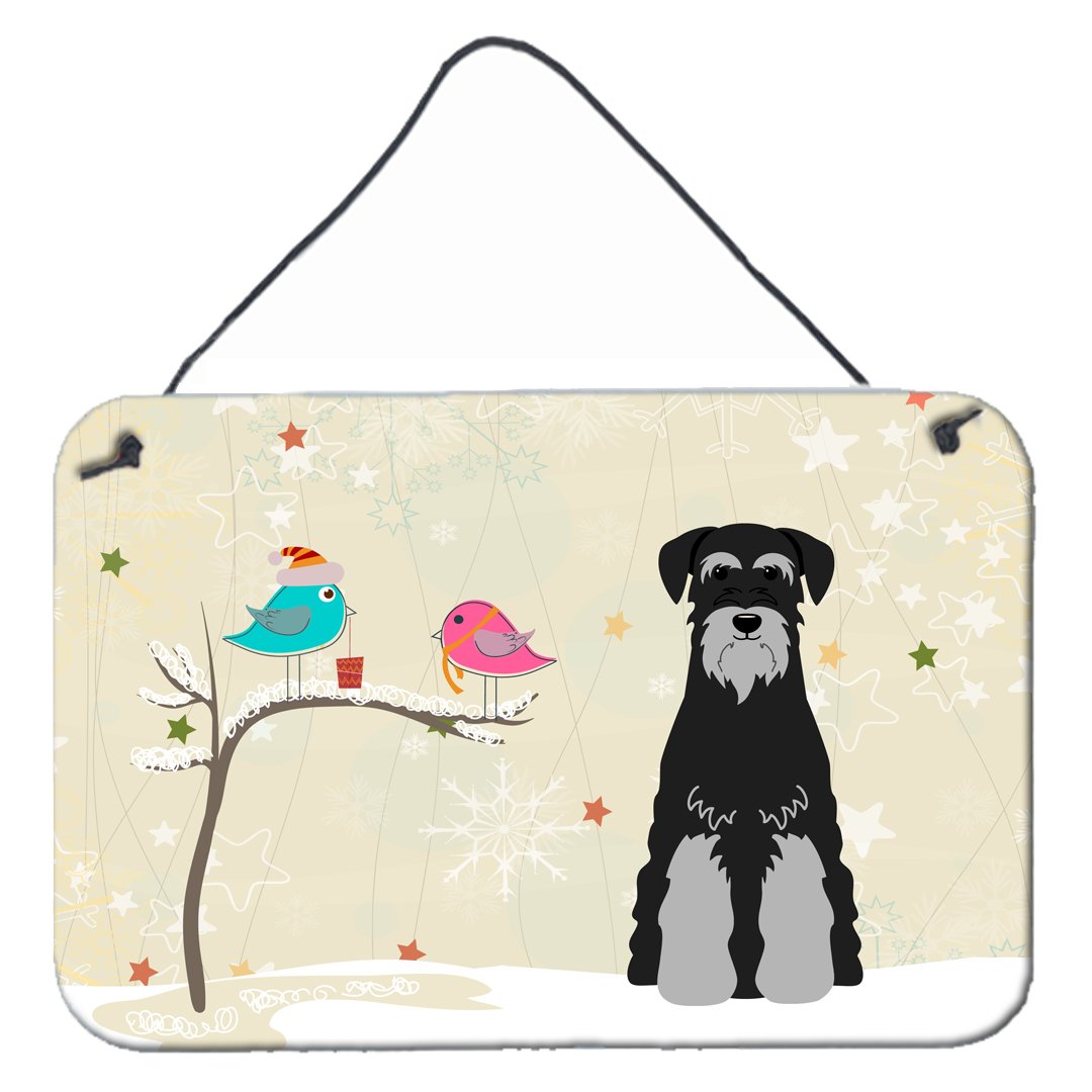 Christmas Presents between Friends Standard Schnauzer Black Grey Wall or Door Hanging Prints BB2506DS812 by Caroline's Treasures