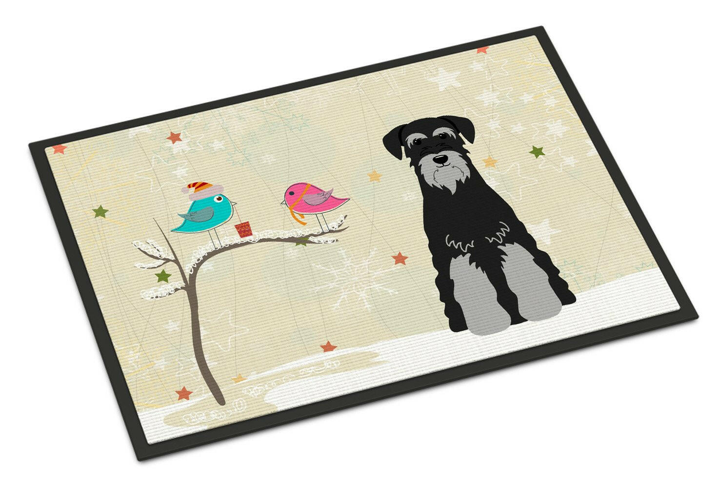 Christmas Presents between Friends Standard Schnauzer Black Grey Indoor or Outdoor Mat 18x27 BB2506MAT - the-store.com