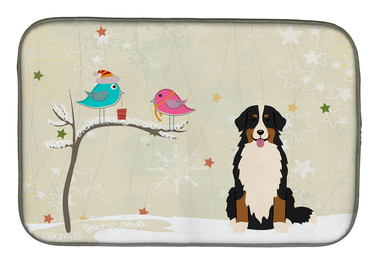 Christmas Presents between Friends Bernese Mountain Dog Dish Drying Mat BB2508DDM  the-store.com.