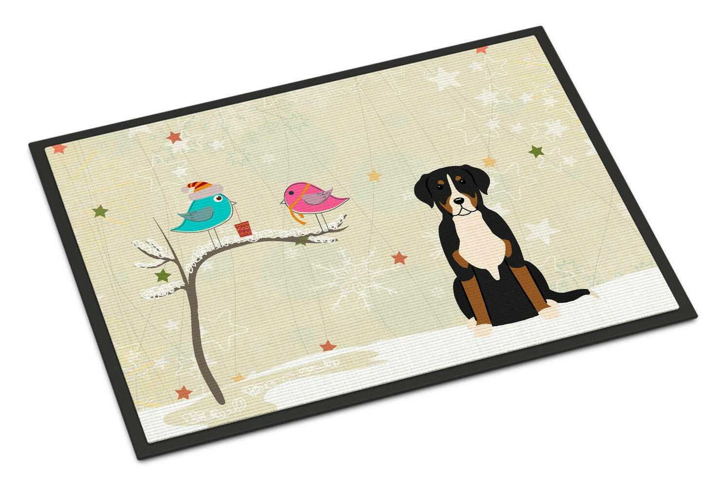 Christmas Presents between Friends Greater Swiss Mountain Dog Indoor or Outdoor Mat 18x27 BB2509MAT - the-store.com