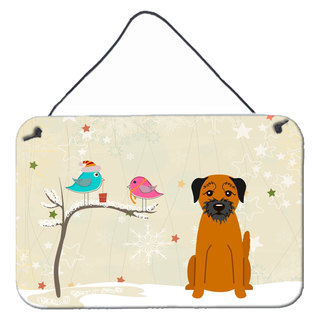 Christmas Presents between Friends Border Terrier Wall or Door Hanging Prints BB2511DS812 by Caroline's Treasures