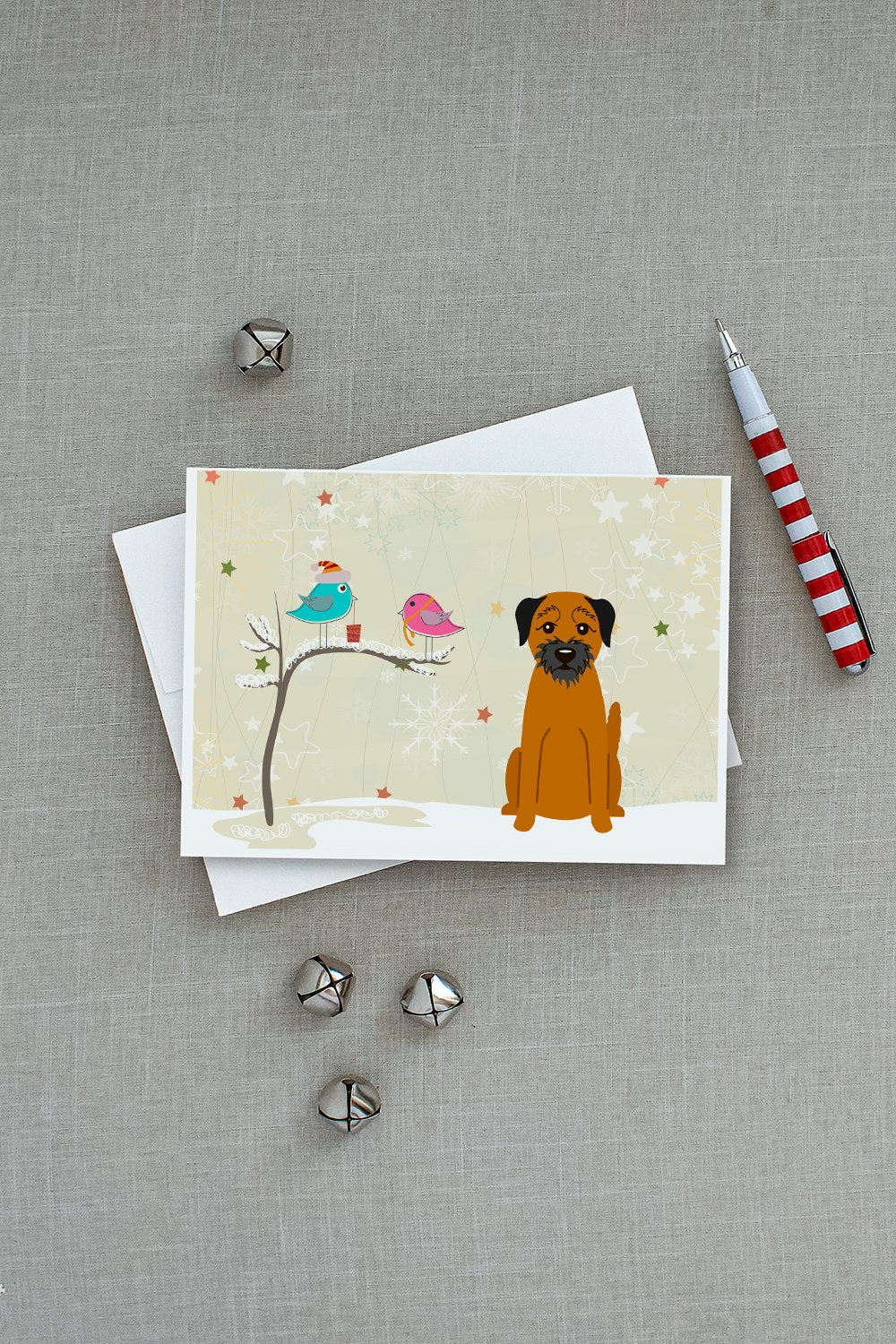 Christmas Presents between Friends Border Terrier Greeting Cards and Envelopes Pack of 8 - the-store.com