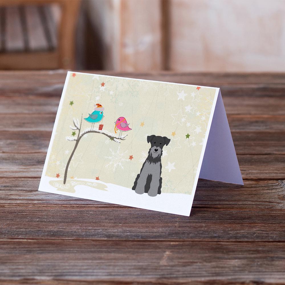 Buy this Christmas Presents between Friends Schnauzer - Black and Silver Greeting Cards and Envelopes Pack of 8