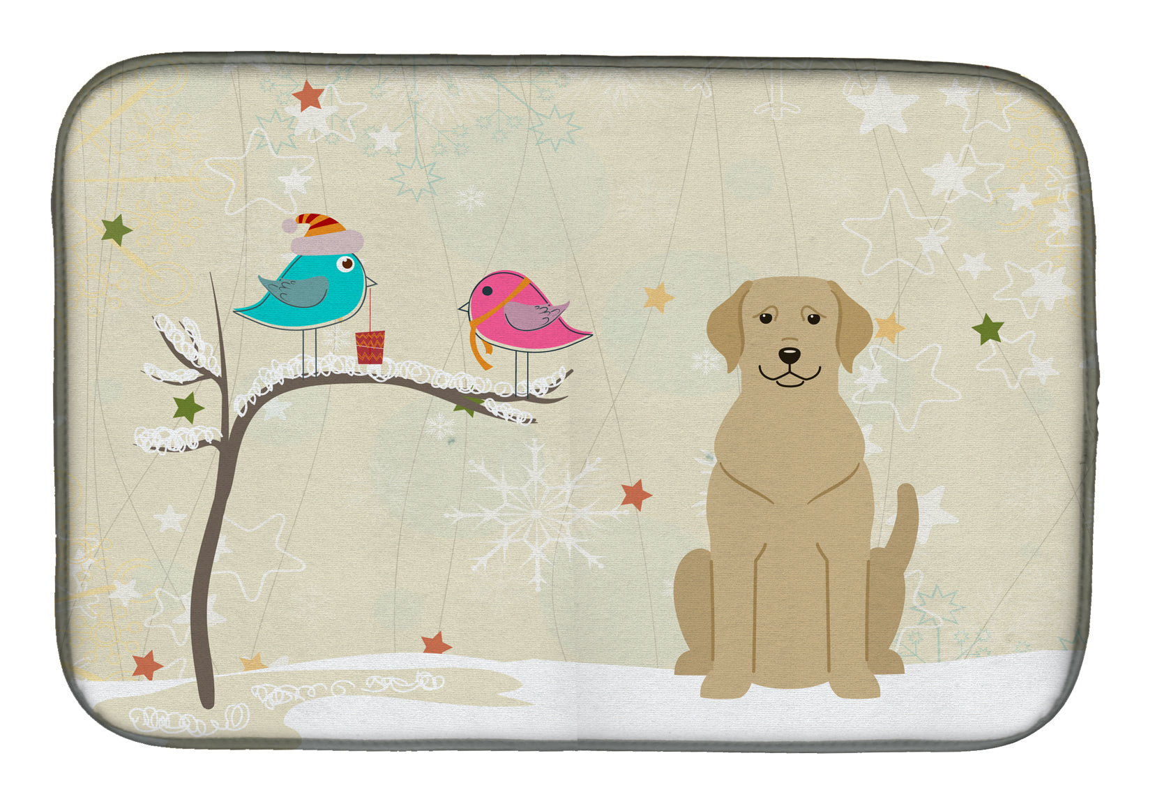 Christmas Presents between Friends Yellow Labrador Dish Drying Mat BB2527DDM  the-store.com.