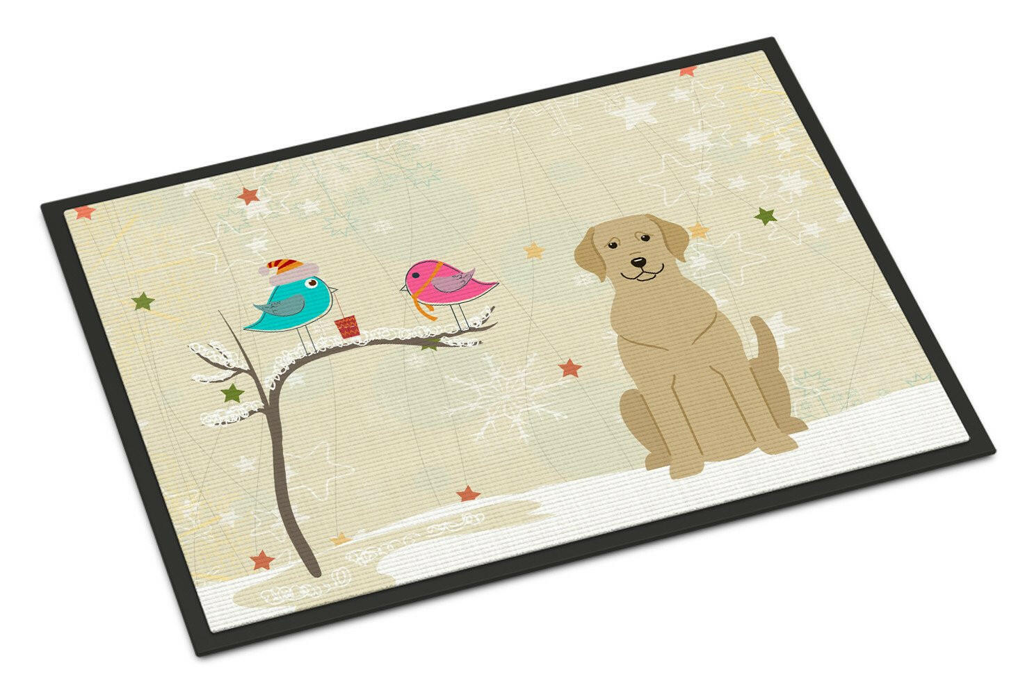 Christmas Presents between Friends Yellow Labrador Indoor or Outdoor Mat 18x27 BB2527MAT - the-store.com