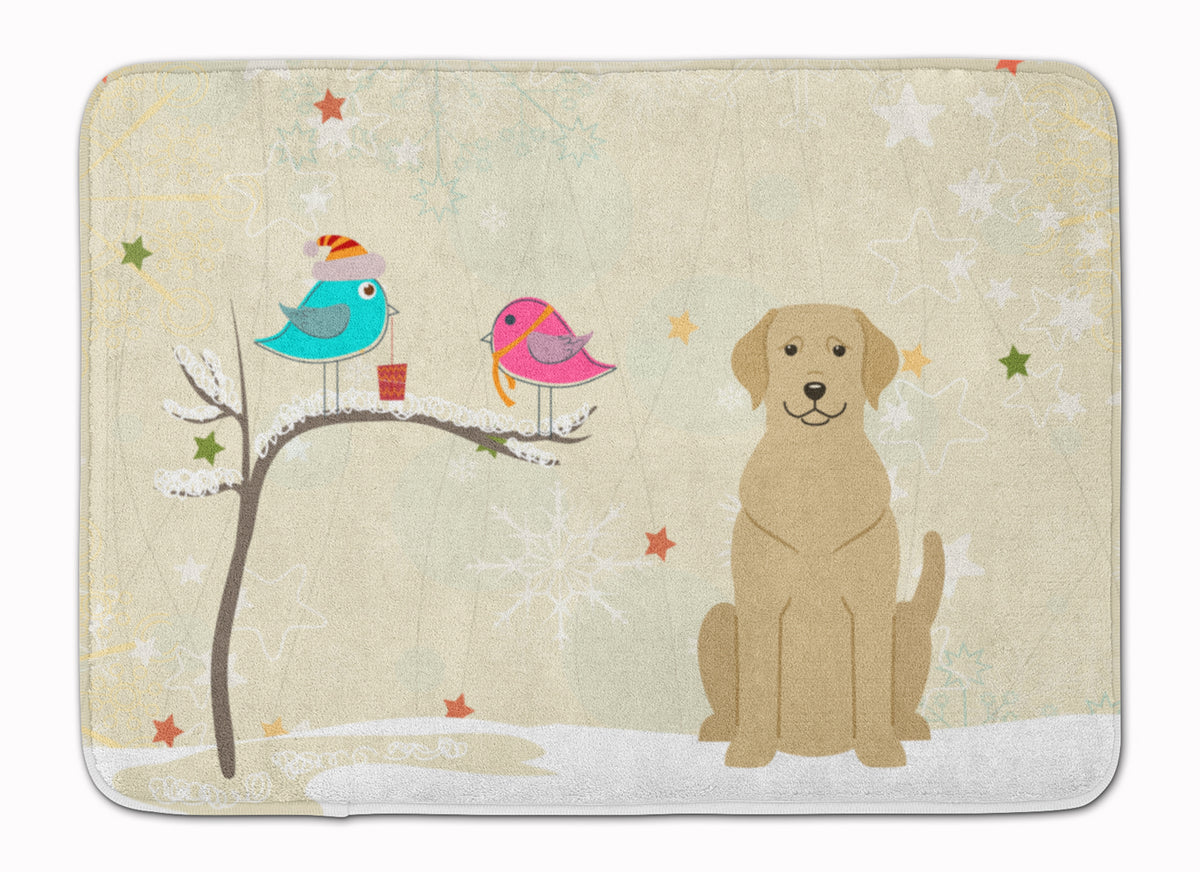 Christmas Presents between Friends Yellow Labrador Machine Washable Memory Foam Mat BB2527RUG - the-store.com