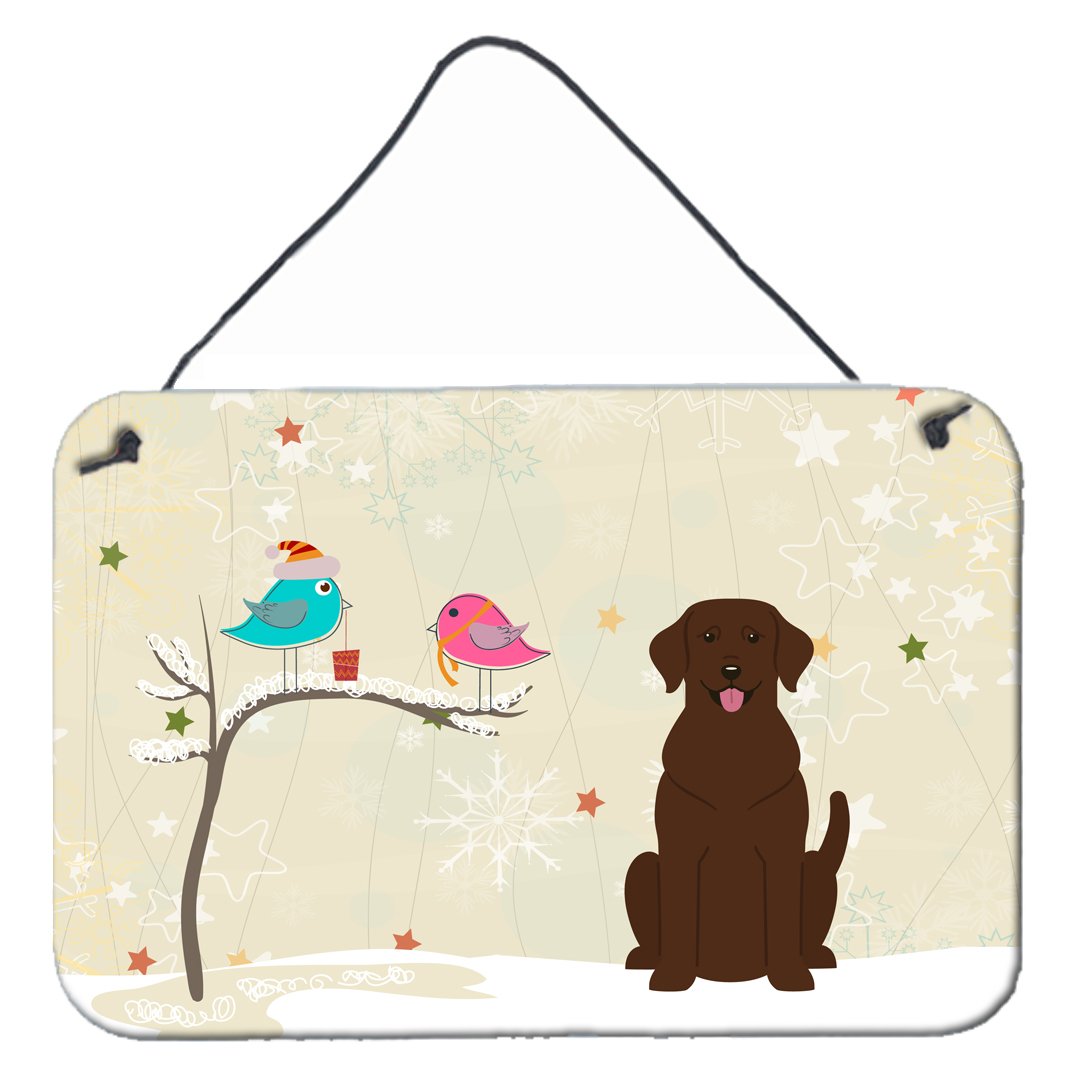 Christmas Presents between Friends Chocolate Labrador Wall or Door Hanging Prints BB2528DS812 by Caroline&#39;s Treasures