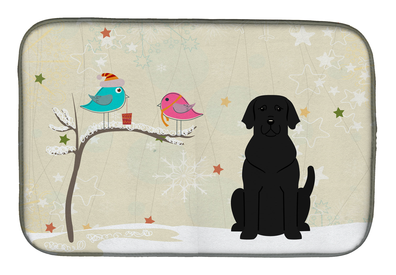 Christmas Presents between Friends Black Labrador Dish Drying Mat BB2529DDM  the-store.com.