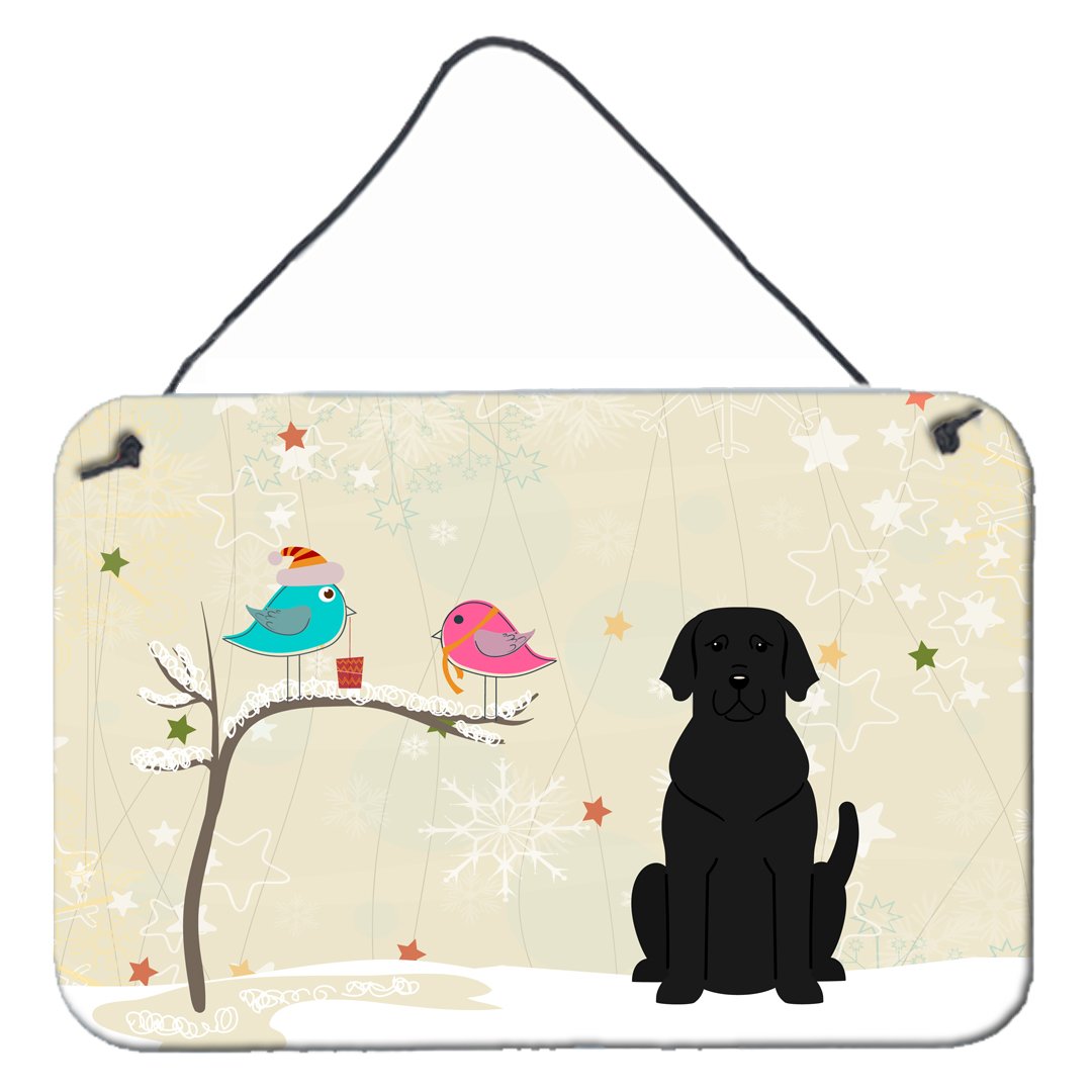 Christmas Presents between Friends Black Labrador Wall or Door Hanging Prints BB2529DS812 by Caroline&#39;s Treasures