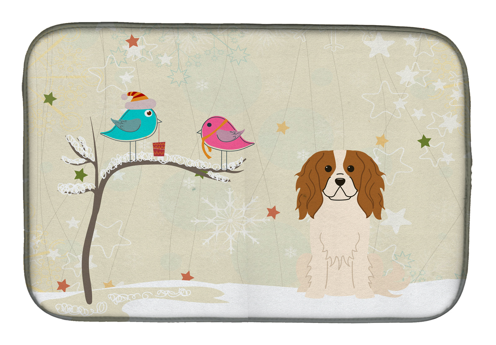 Christmas Presents between Friends Cavalier Spaniel Dish Drying Mat BB2530DDM  the-store.com.