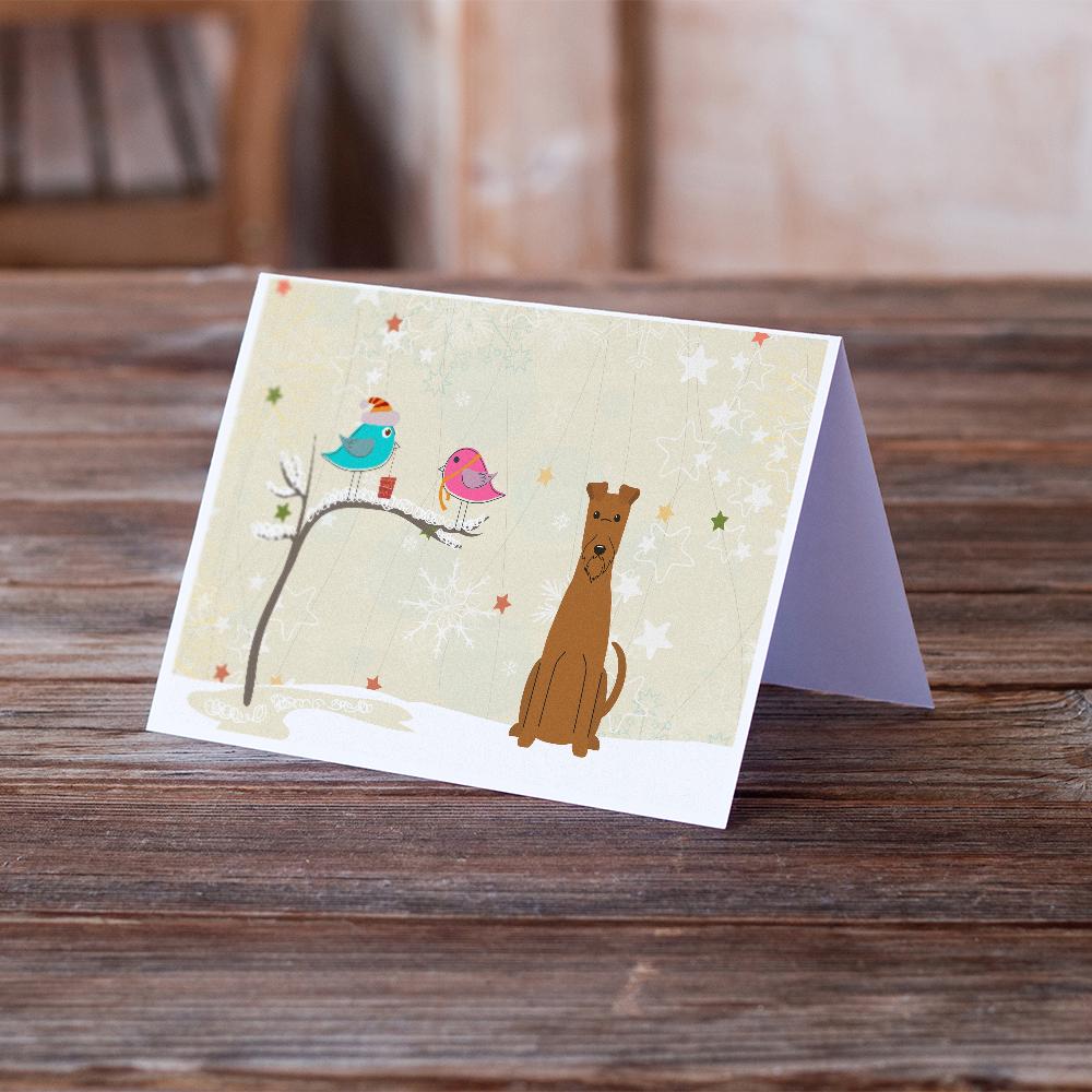 Christmas Presents between Friends Irish Terrier Greeting Cards and Envelopes Pack of 8 - the-store.com