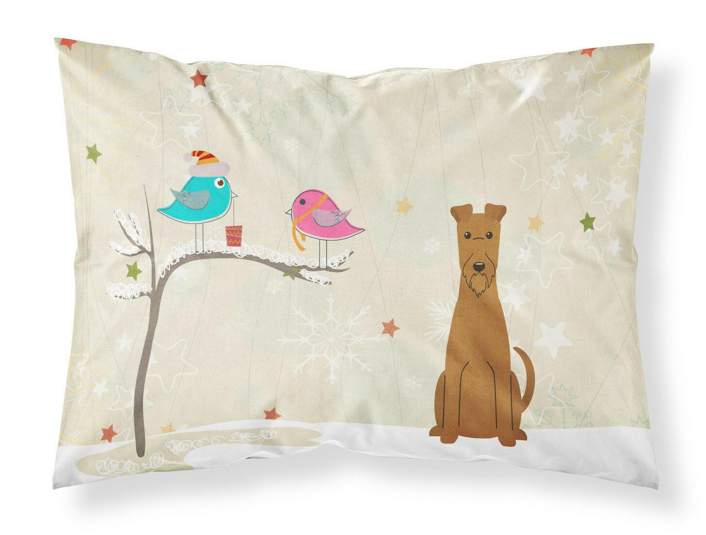 Christmas Presents between Friends Irish Terrier Fabric Standard Pillowcase BB2534PILLOWCASE by Caroline's Treasures